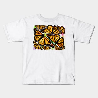 Monarch Butterflies on Starburst Background Kids T-Shirt